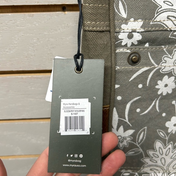 Myra Bag Floral Crossbody in Gray and Tan - Picture 6 of 8